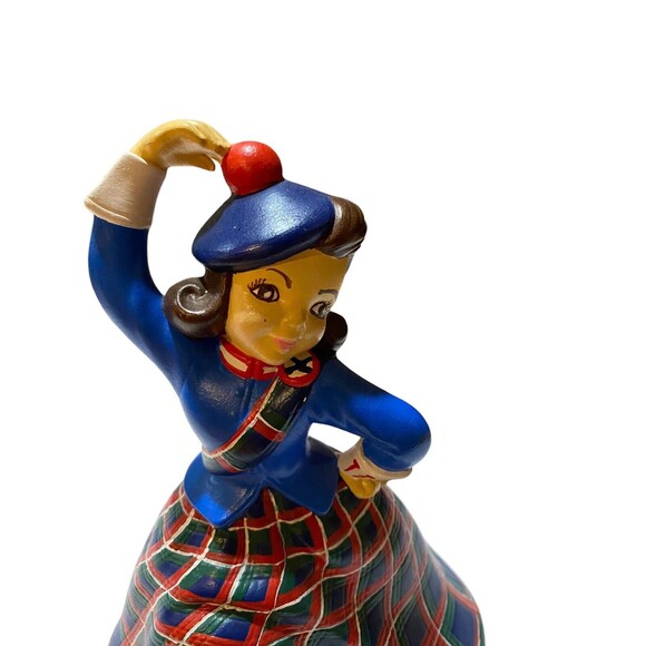 Vintage Holland Mold Scottish Celtic Lass Dancing Girl Brown Eyes Signed plaid - Picture 2 of 13